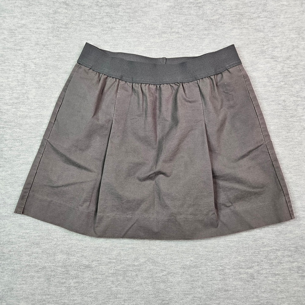 J.Crew Charcoal Gray Cotton Elastic Waist Mini Skirt with Pockets Size 4